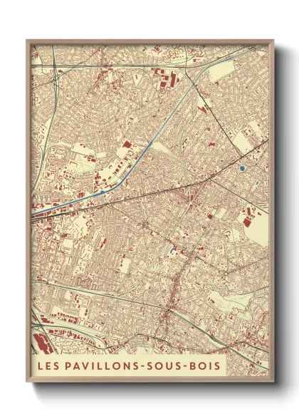 Une affiche de carte sur Les Pavillons-sous-Bois