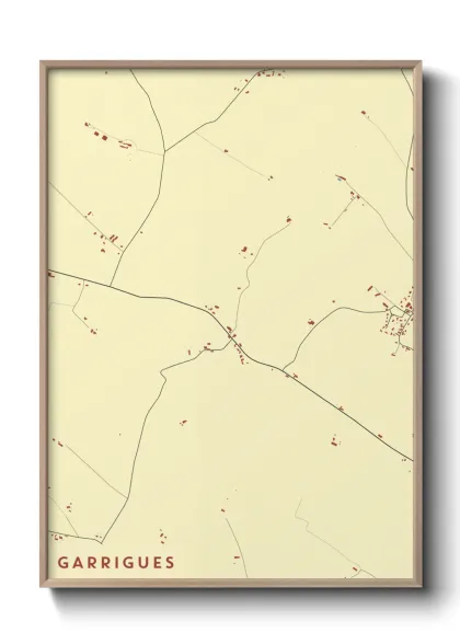 Une affiche de carte sur Garrigues