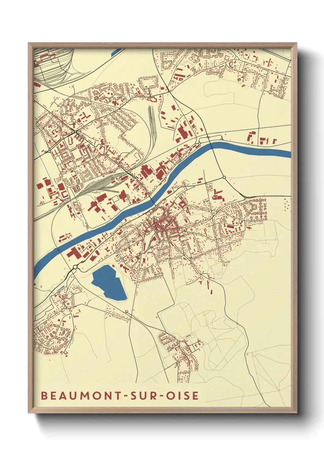 Un poster carte Beaumont-sur-Oise