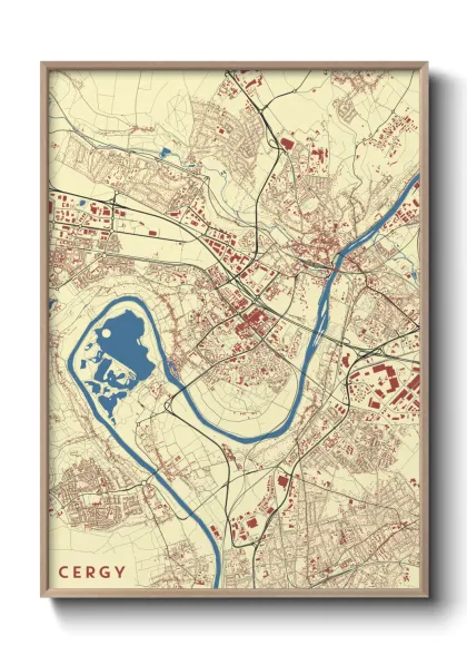 Une affiche de carte sur Cergy