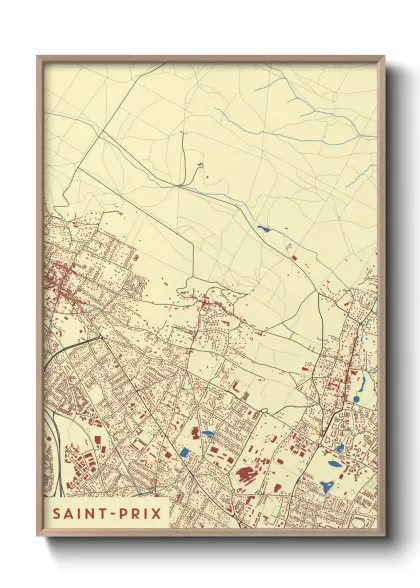Une affiche de carte sur Saint-Prix