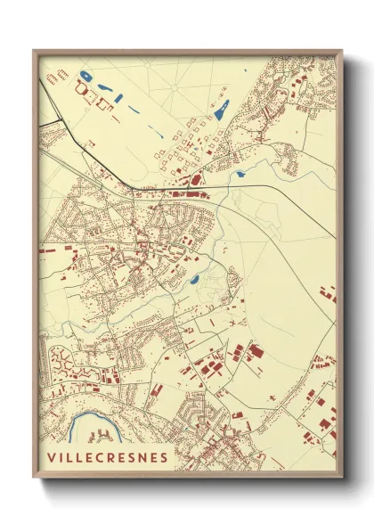 Une affiche de carte sur Villecresnes