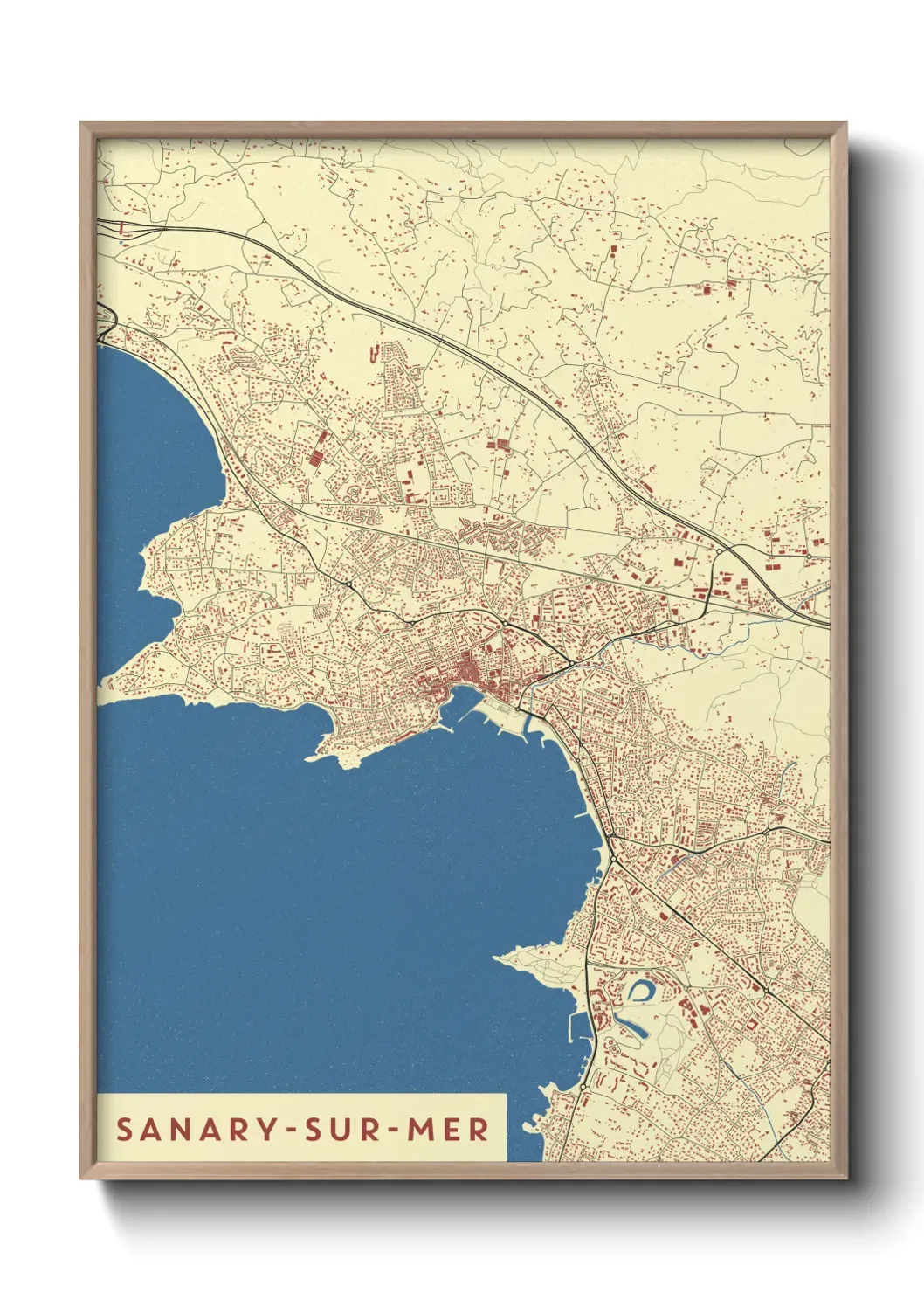 Un poster carte Sanary-sur-Mer