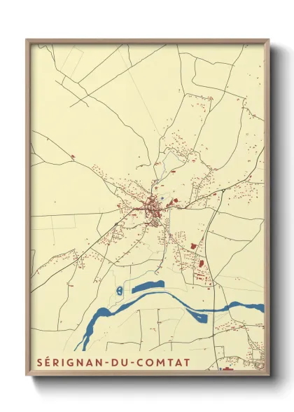 Une affiche de carte sur Sérignan-du-Comtat