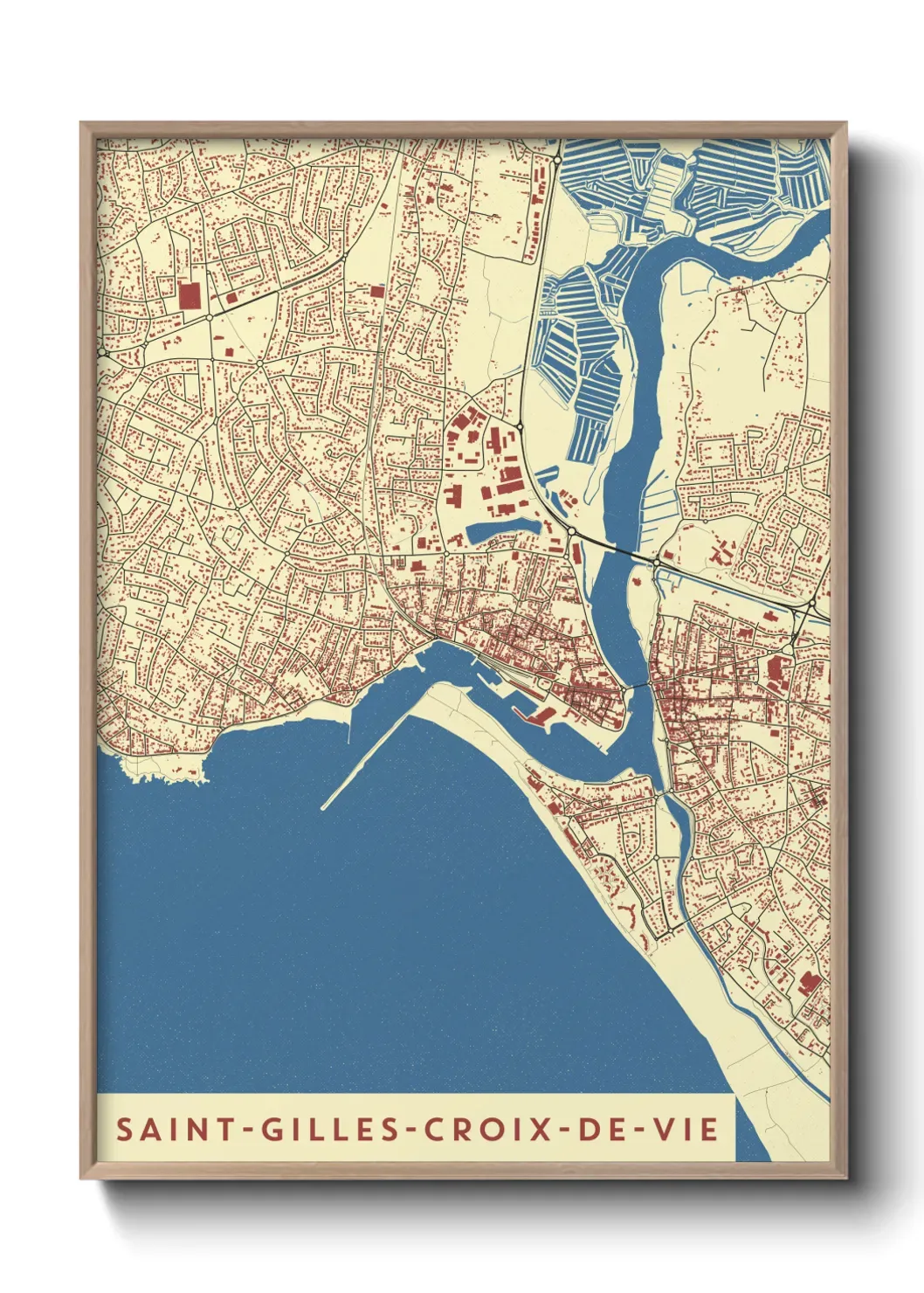 Un poster carte Saint-Gilles-Croix-de-Vie