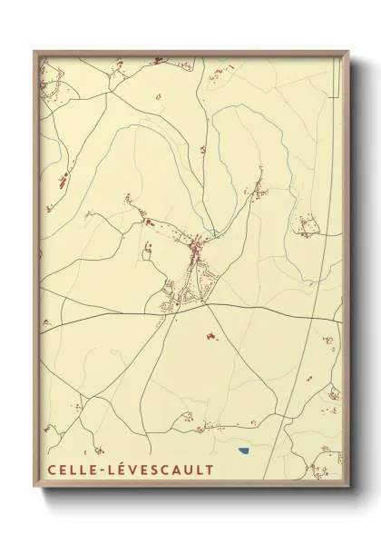 Une affiche de carte sur Celle-Lévescault
