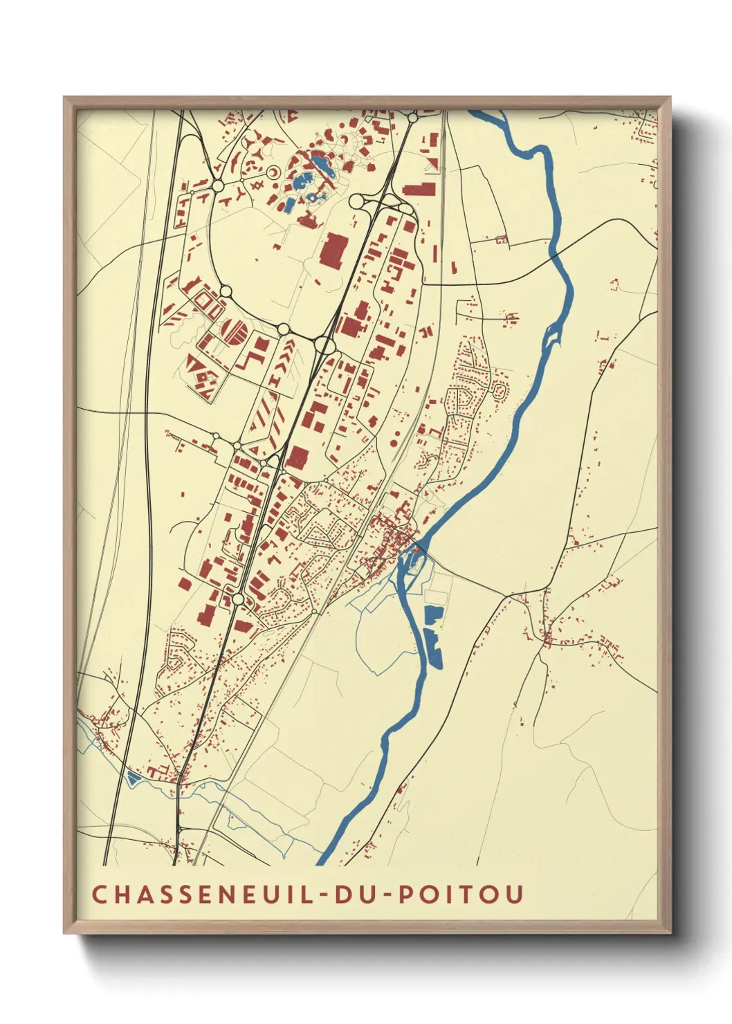 Un poster carte Chasseneuil-du-Poitou