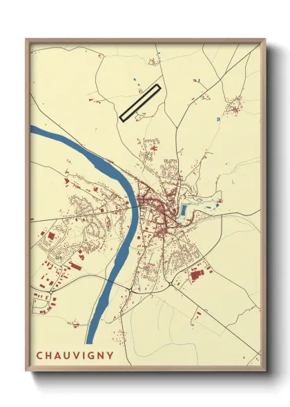 Une affiche de carte sur Chauvigny