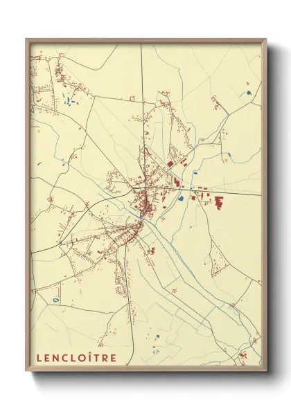 Une affiche de carte sur Lencloître