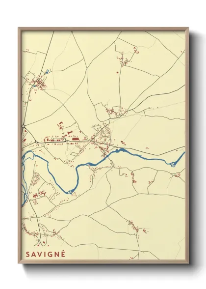 Une affiche de carte sur Savigné