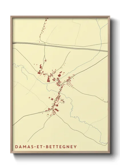 Une affiche de carte sur Damas-et-Bettegney