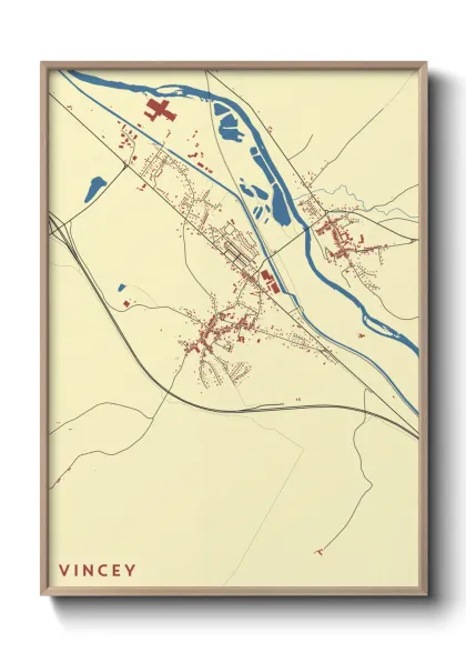 Une affiche de carte sur Vincey