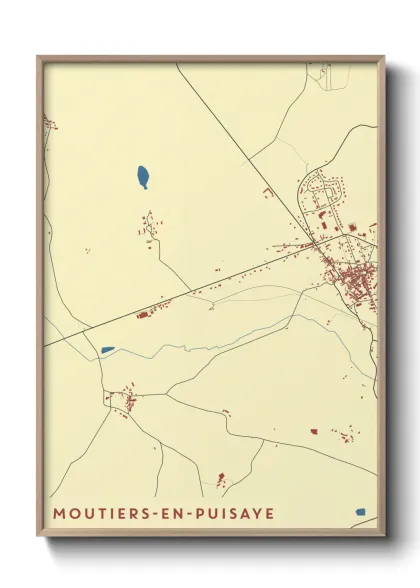 Une affiche de carte sur Moutiers-en-Puisaye