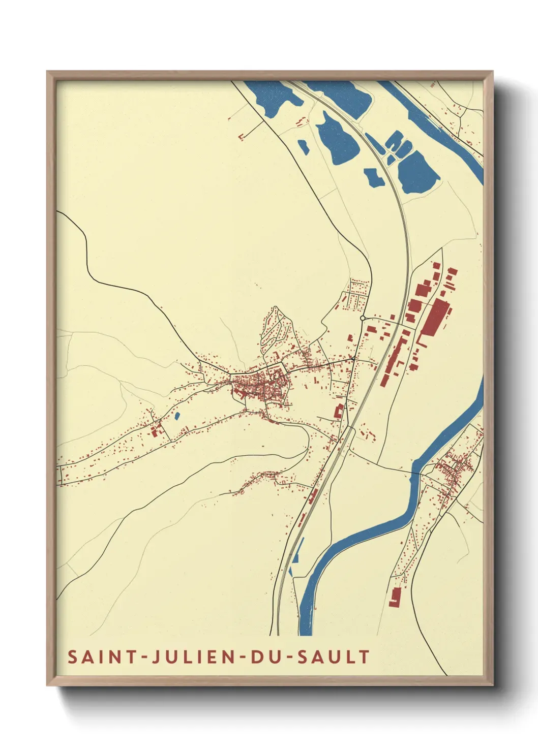 Un poster carte Saint-Julien-du-Sault