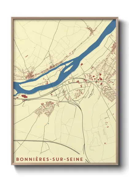 Une affiche de carte sur Bonnières-sur-Seine