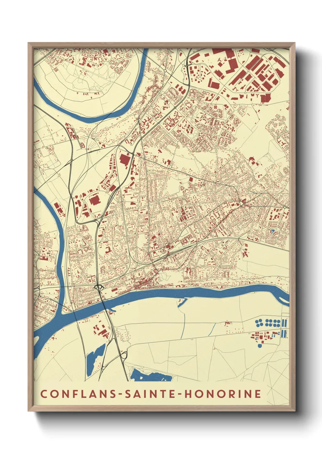 Un poster carte Conflans-Sainte-Honorine
