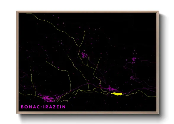 Une affiche de carte sur Bonac-Irazein