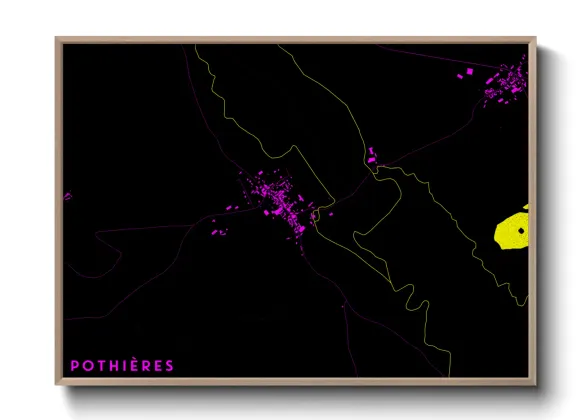 Une affiche de carte sur Pothières