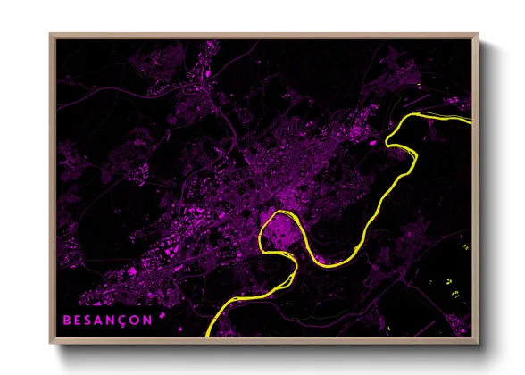 Une affiche de carte sur Besançon