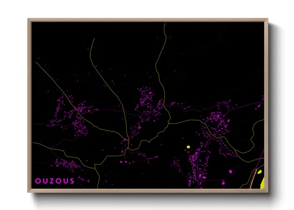 Une affiche de carte sur Ouzous