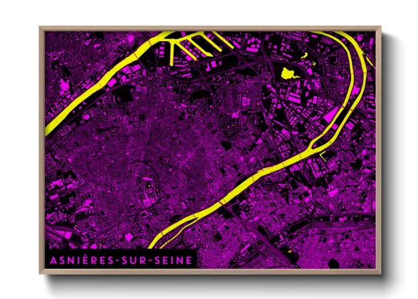 Une affiche de carte sur Asnières-sur-Seine