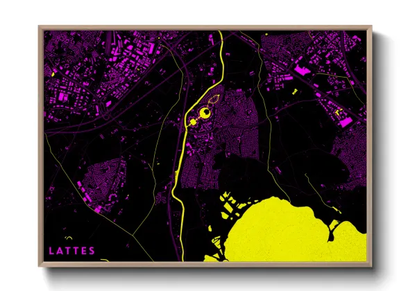 Une affiche de carte sur Lattes