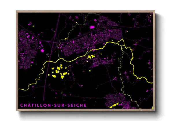 Une affiche de carte sur Châtillon-sur-Seiche