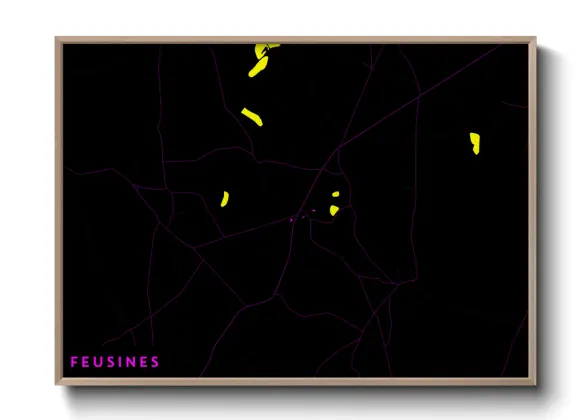 Une affiche de carte sur Feusines