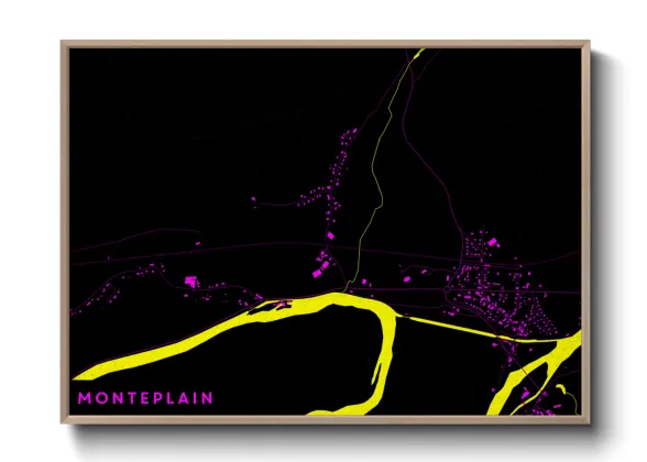 Une affiche de carte sur Monteplain