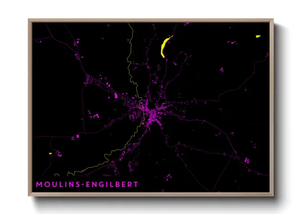 Une affiche de carte sur Moulins-Engilbert
