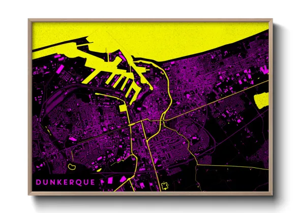 Une affiche de carte sur Dunkerque