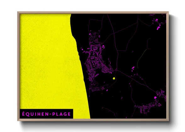 Une affiche de carte sur Équihen-Plage