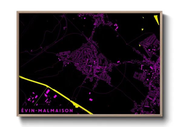Une affiche de carte sur Évin-Malmaison