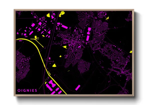 Une affiche de carte sur Oignies