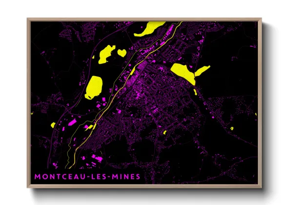 Une affiche de carte sur Montceau-les-Mines