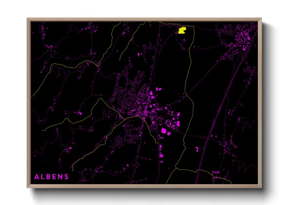Une affiche de carte sur Albens