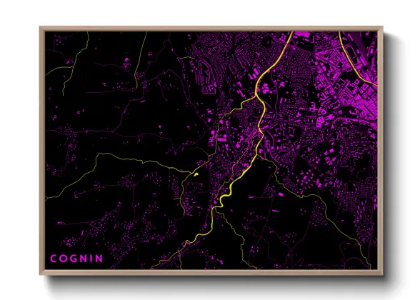 Une affiche de carte sur Cognin