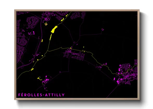 Une affiche de carte sur Férolles-Attilly