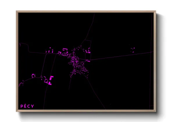 Une affiche de carte sur Pécy