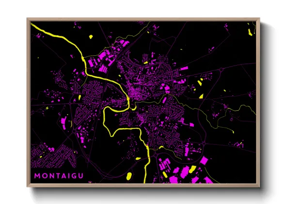 Une affiche de carte sur Montaigu