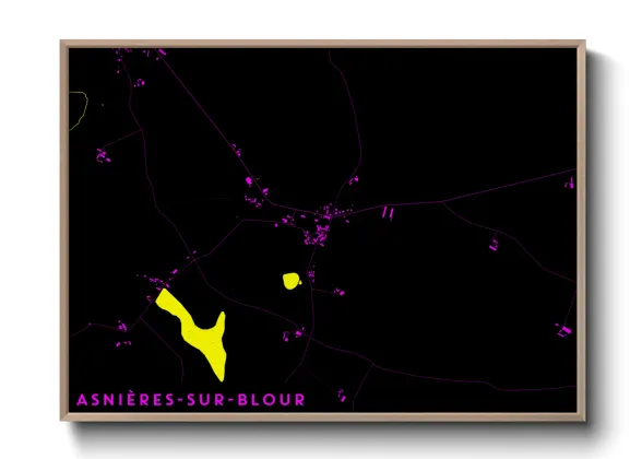 Une affiche de carte sur Asnières-sur-Blour