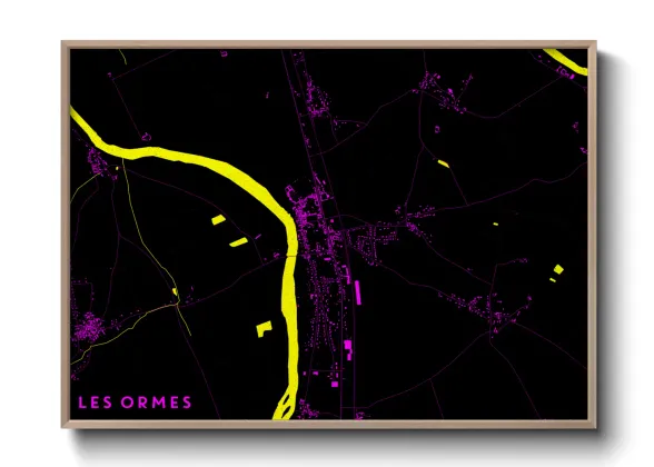 Une affiche de carte sur Les Ormes