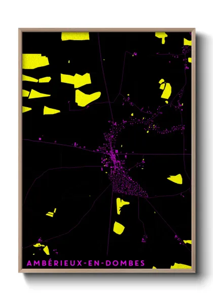 Une affiche de carte sur Ambérieux-en-Dombes