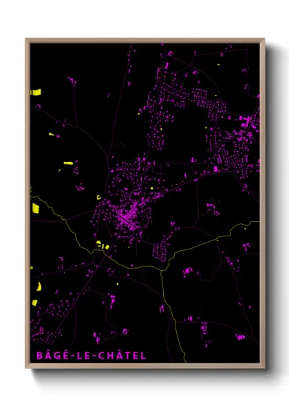 Une affiche de carte sur Bâgé-le-Châtel