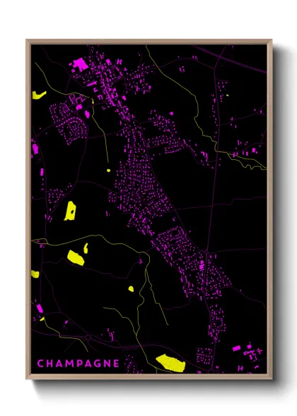 Une affiche de carte sur Champagne