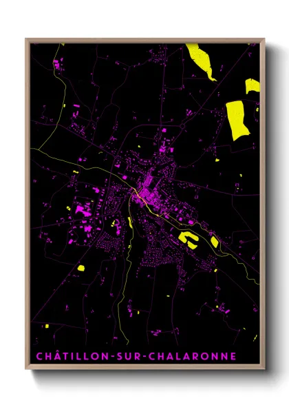 Une affiche de carte sur Châtillon-sur-Chalaronne