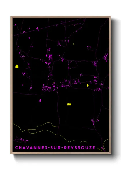 Une affiche de carte sur Chavannes-sur-Reyssouze