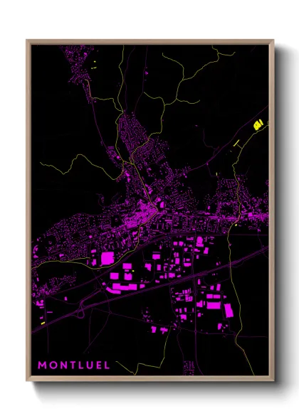 Une affiche de carte sur Montluel
