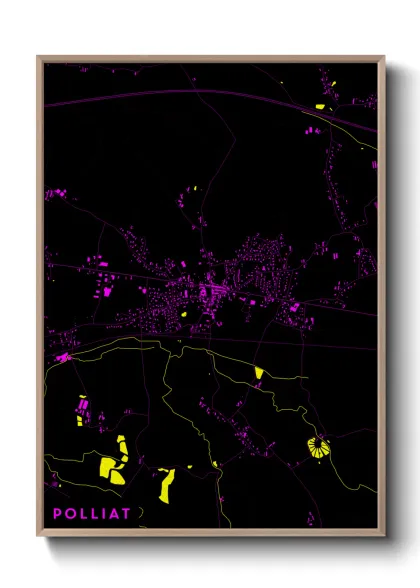 Une affiche de carte sur Polliat