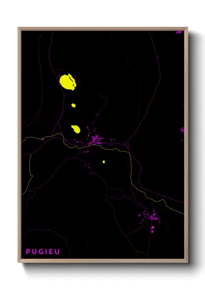 Une affiche de carte sur Pugieu